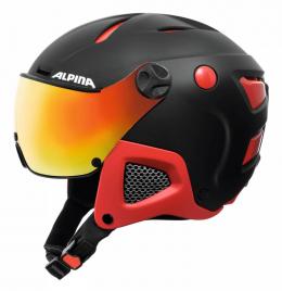 Alpina Attelas Visor QVM Skihelm (58-61 cm, 31 black/red matt)