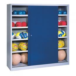 C+P Ballschrank mit Vollblech-Schiebetüren (Typ 4), HxBxT 195x120x50 cm, Enzianblau (RAL 5010), Einzelschließung