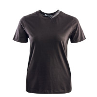Damen T-Shirt - Embroidered Neckline - Black