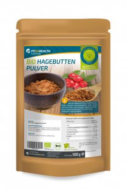 FP24 Health Bio Hagebuttenpulver 1kg - im Zippbeutel - ganze Hagebutten gemah...