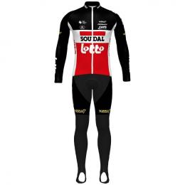 Set SOUDAL LOTTO 2021 (Winterjacke + lange Radhose), für Herren