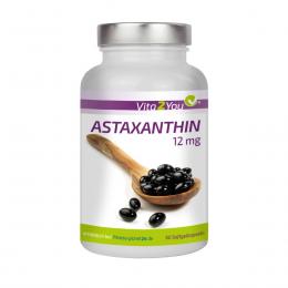 Vita2You Astaxanthin 12mg - 60 Softgel Kapseln - Natürlich aus Blutregenalgen...
