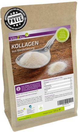 Vita2You Collagen Pulver 500g - Weidehaltung und grasfütterung - Premium Koll...