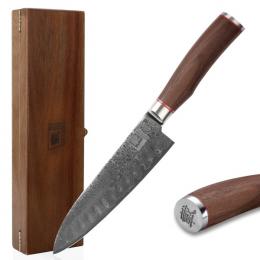 ZAYIKO Damastmesser KURUMI Santokumesser - 17,5cm Klinge - Nussbaum...